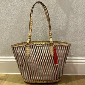 NWT Brahmin Medium Bowie Tote Bag Ridgemont Woven Leather